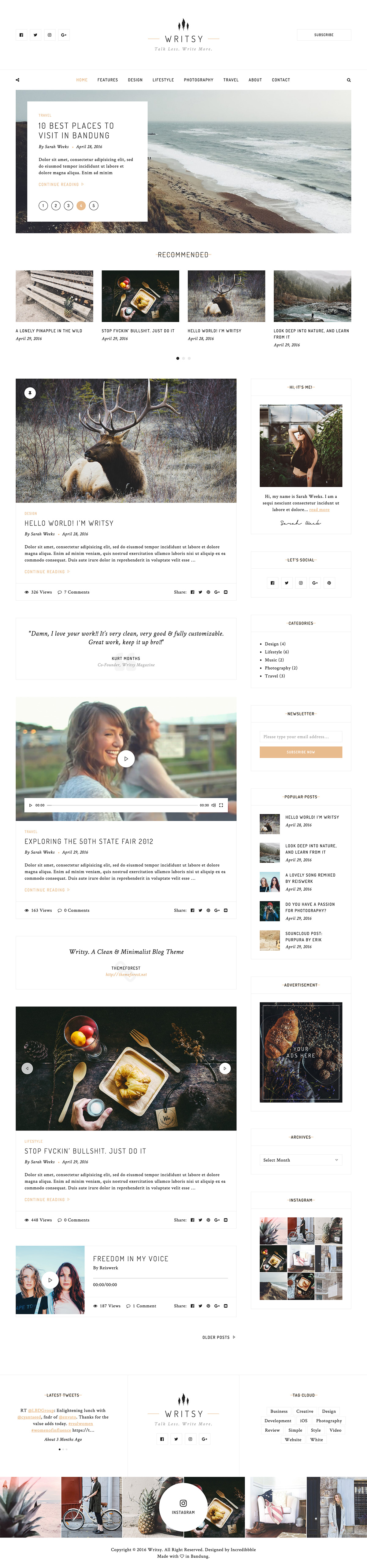 Writsy - A Clean & Faded Vintage WordPress Blog Theme