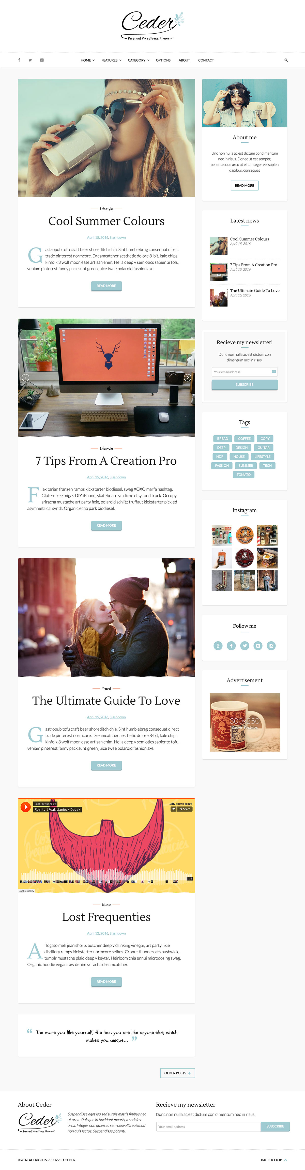 Ceder - Personal WordPress Blog Theme