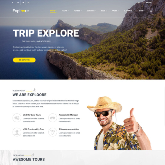 EXPLOORE - Travel, Exploration, Booking WordPress Theme