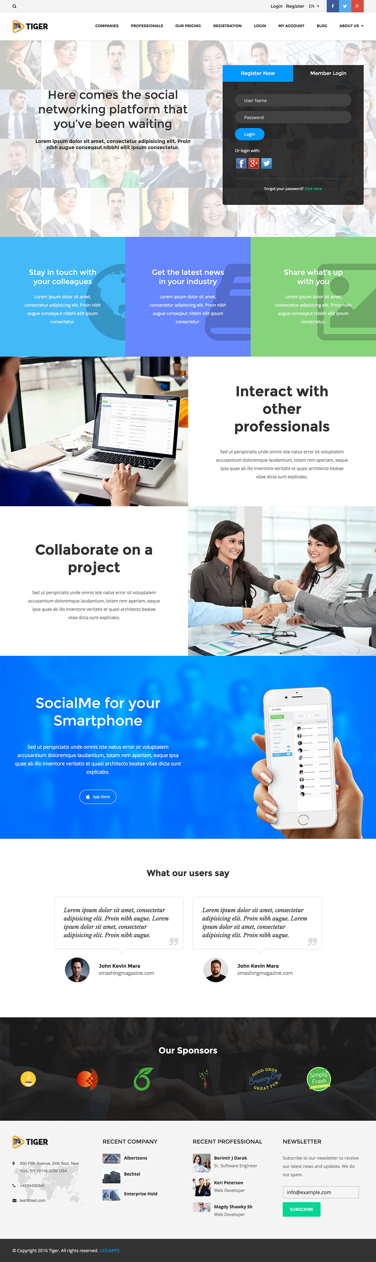 TIGER – Social Network Theme for Companies & Professionals