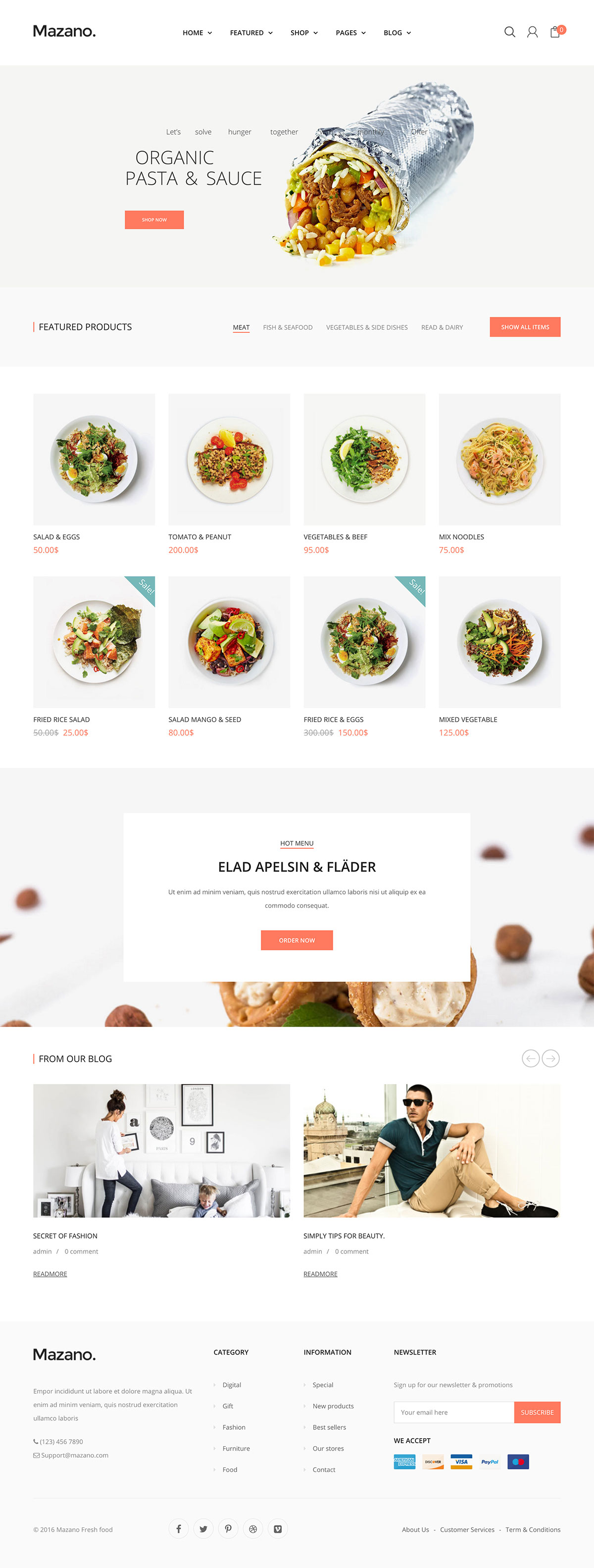 Mazano - Food shop WordPress Theme