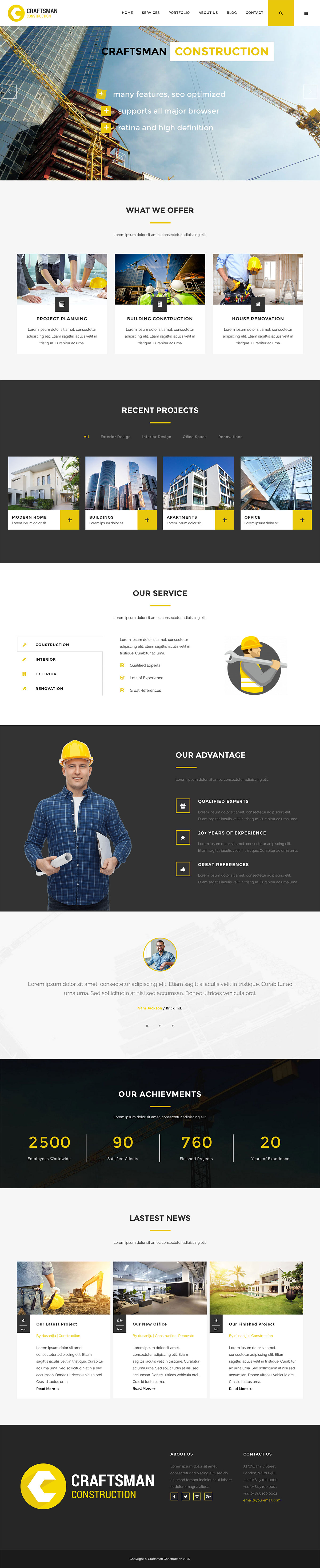 Craftsman Construction WordPress Theme