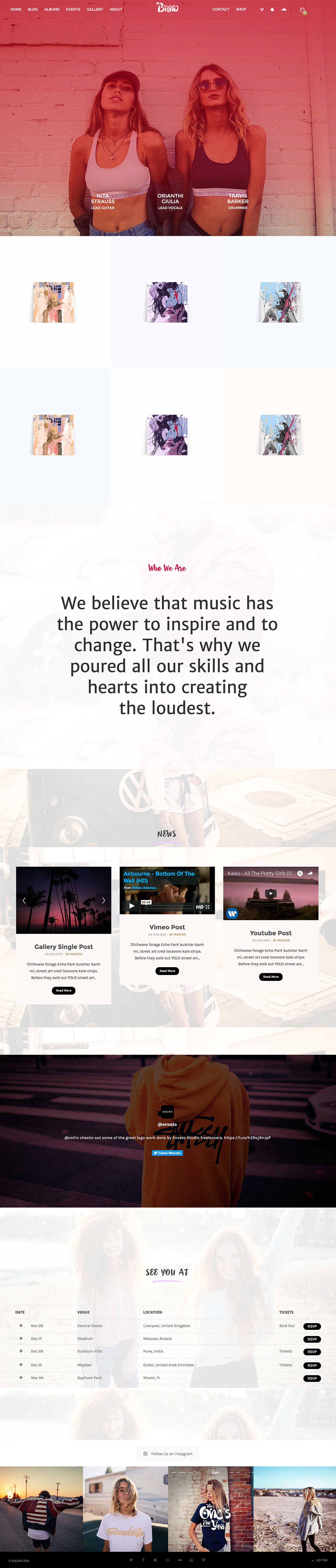 Aqura - Music Bands Musicians & DJ's WordPress Theme