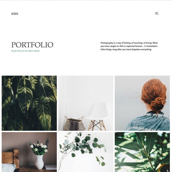 Ashi - Minimal Photography WordPress Theme