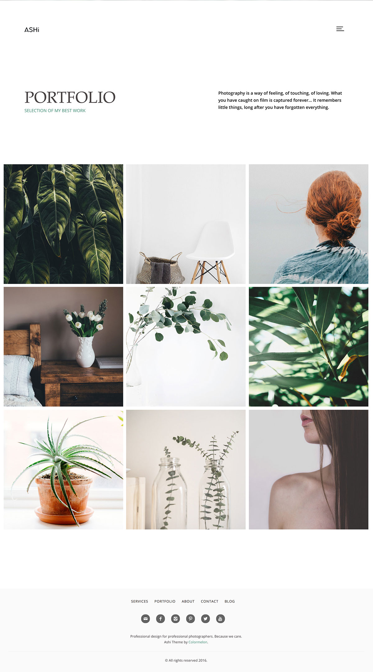 Ashi - Minimal Photography WordPress Theme