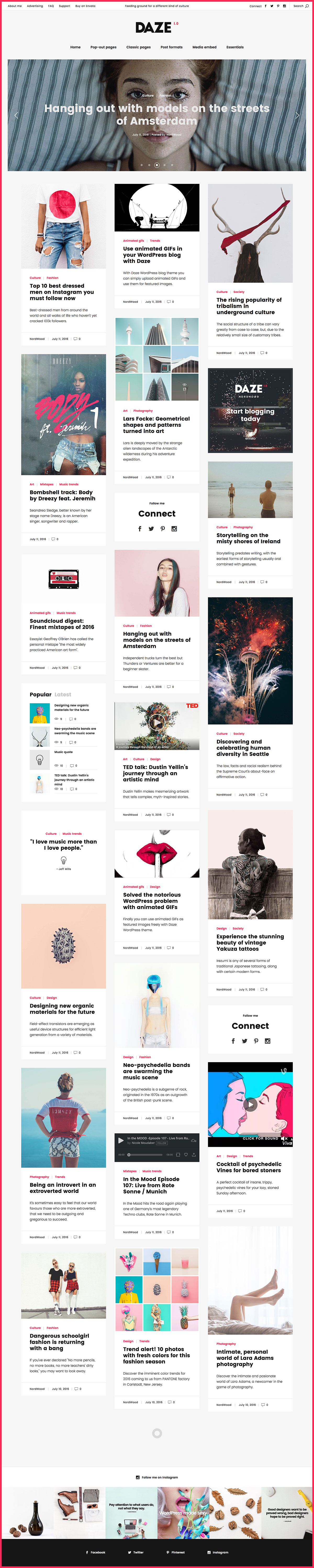 DAZE - A True Wall-Style Masonry WordPress Theme for blogs