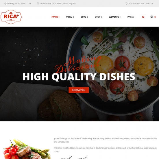 Rica Plus - A Delicious Restaurant, Cafe & Pub WordPress Theme